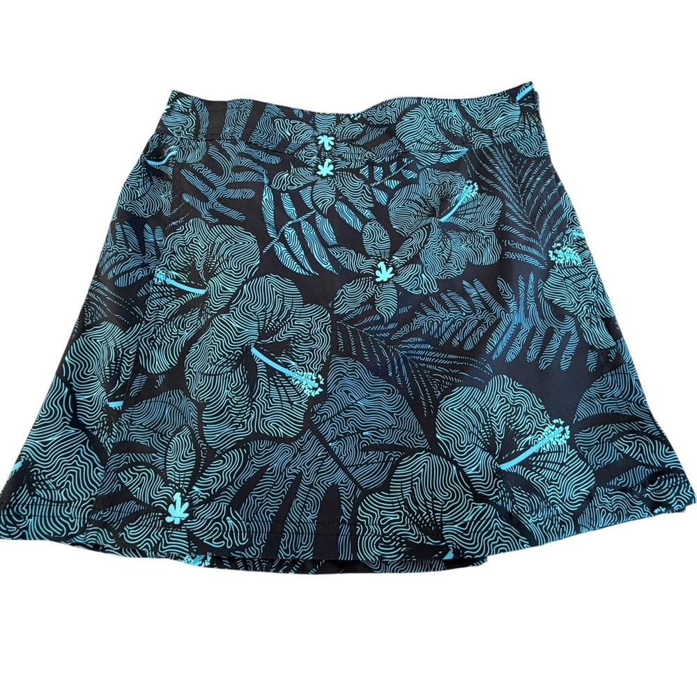 RipSkirt Hawaii Women Teal Black Tropical Hibiscus Wrap Skirt Adjustable 14 x 14